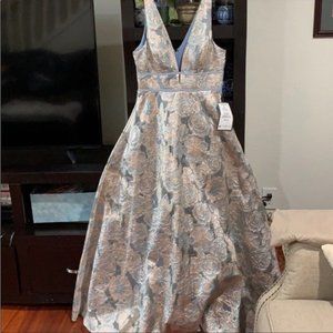 NWT Speechless Women's Juniors' Floral Jacquard Gown Pink / Blue Size 15